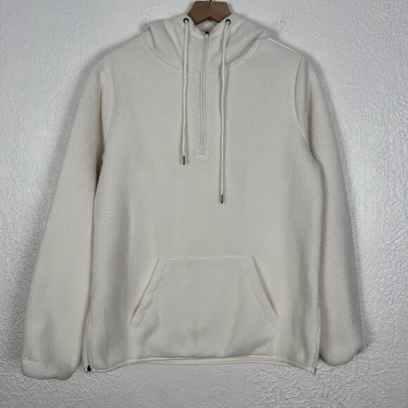 Eddie Bauer Women's Cream Fleece 1/4 Zip Pullover Hoodie Size Medium - Picture 1 of 5
